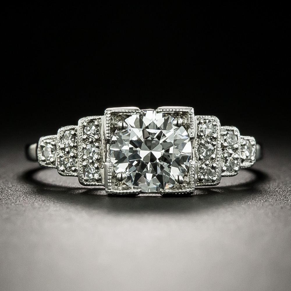 Art Deco .88 Carat Diamond Engagement Ring - GIA E VS1