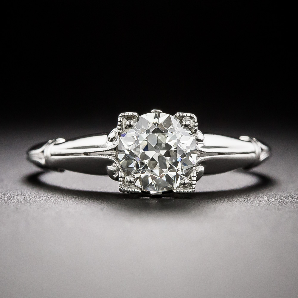 Art Deco .90 Carat Diamond Engagement Ring - GIA H VS1
