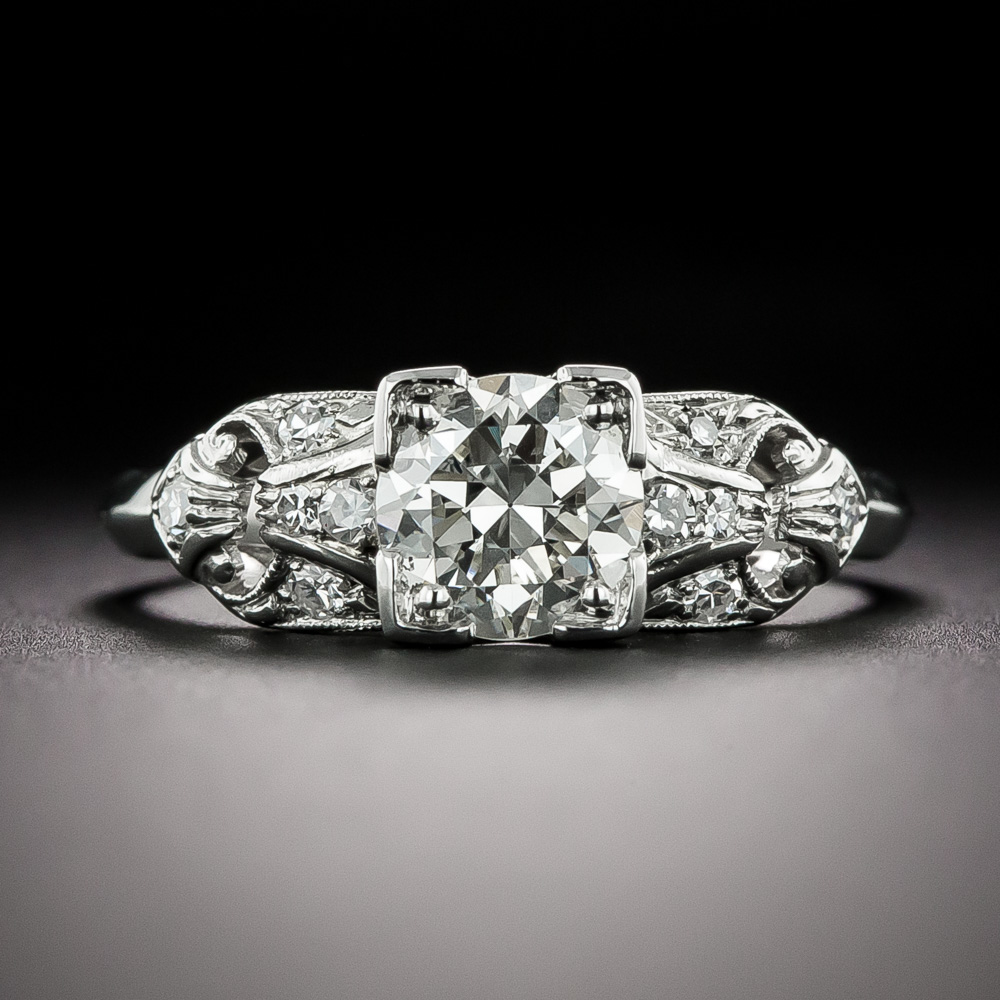 Art Deco .96 Carat Diamond Engagement Ring - GIA K VS2