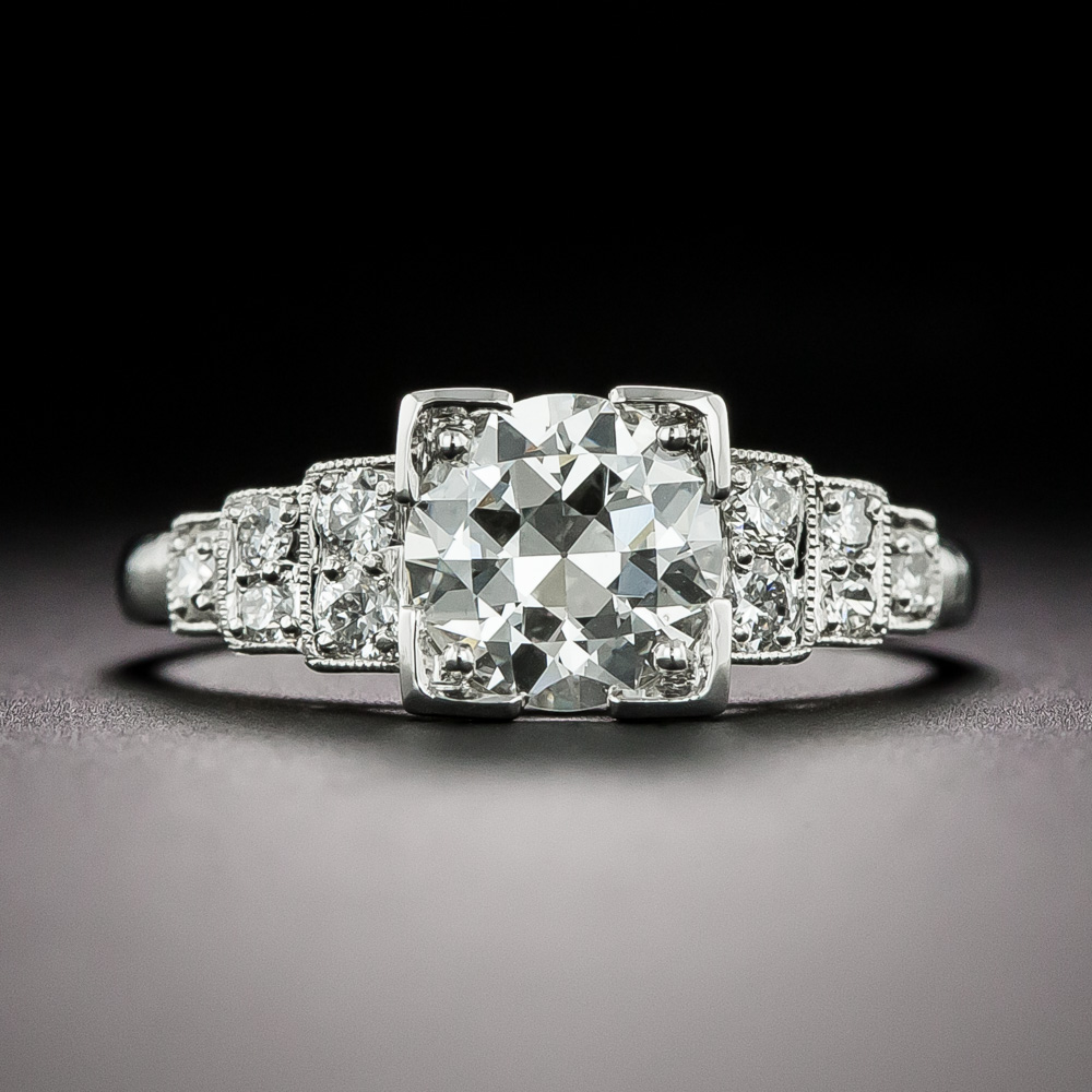 Art Deco .97 Carat Diamond Engagement Ring - GIA I VS2