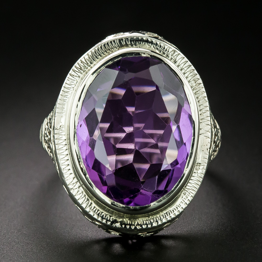 Vintage Art Deco Amethyst Sterling discount Silver Ring - Size 6