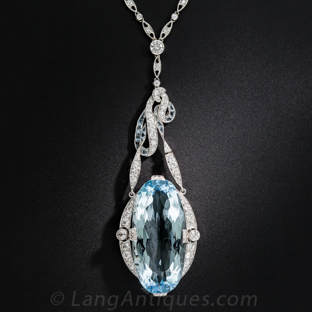 Art Deco Aquamarine and Diamond Sautoir