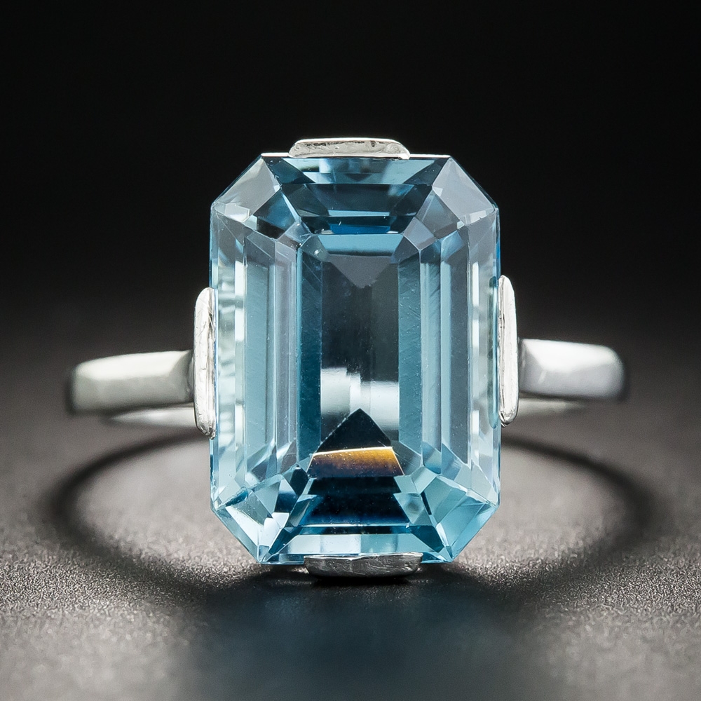 Art Deco Aquamarine Solitaire Ring