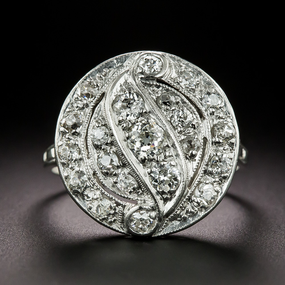 Real Dinner Rings Art Deco Circle Diamond Dinner Ring
