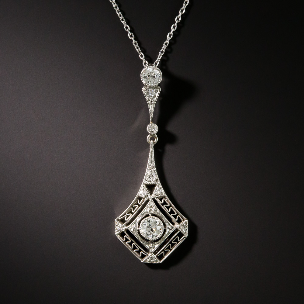 Art Deco Delicate Openwork Diamond Pendant