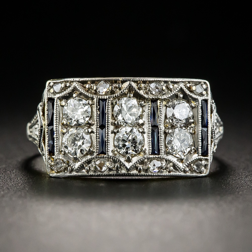 Art Deco Diamond and Sapphire Ring