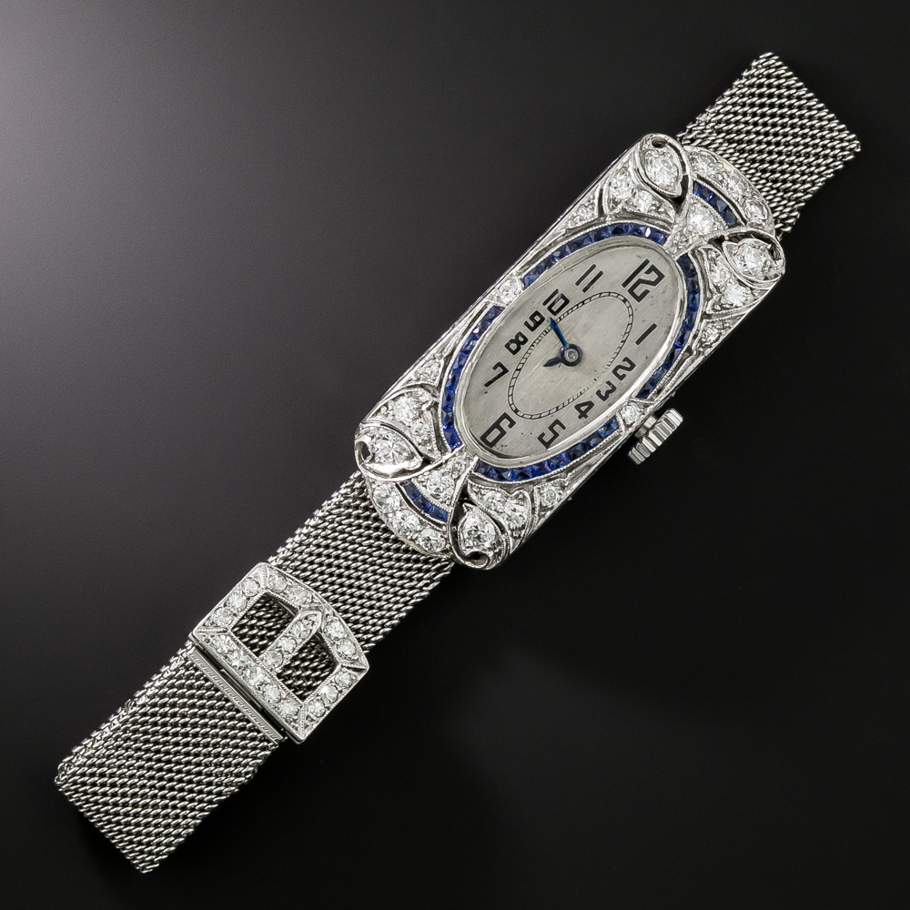 Art Deco Diamond and Sapphire Watch display picture 2