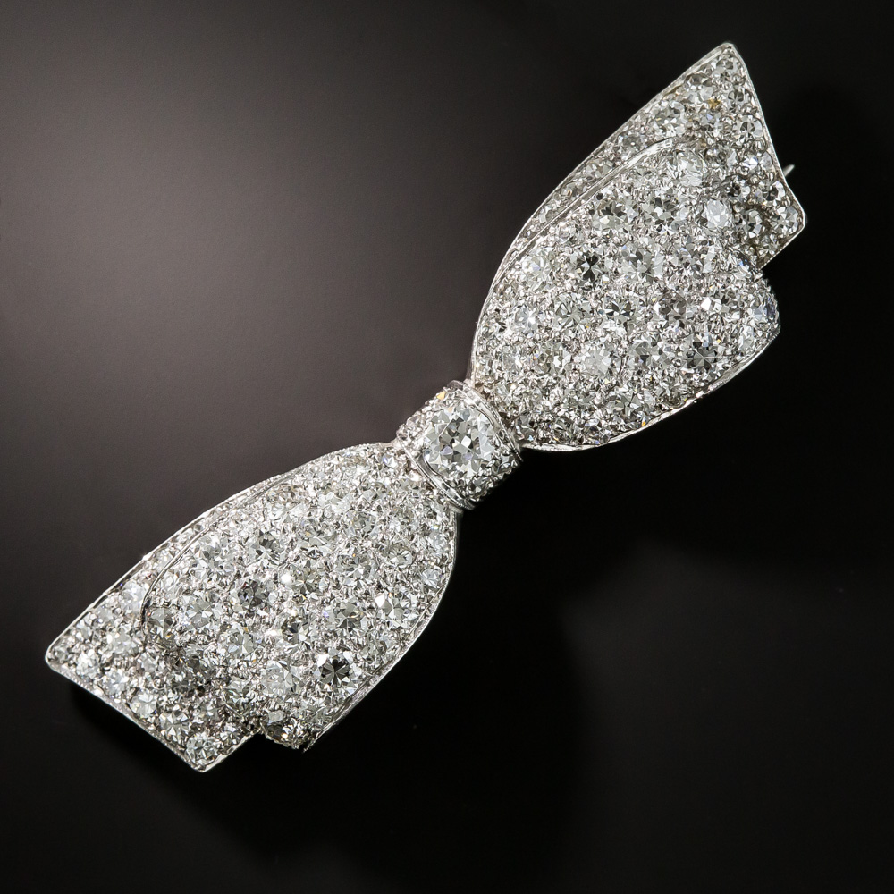 Art Deco Diamond Bow Pendant/Brooch