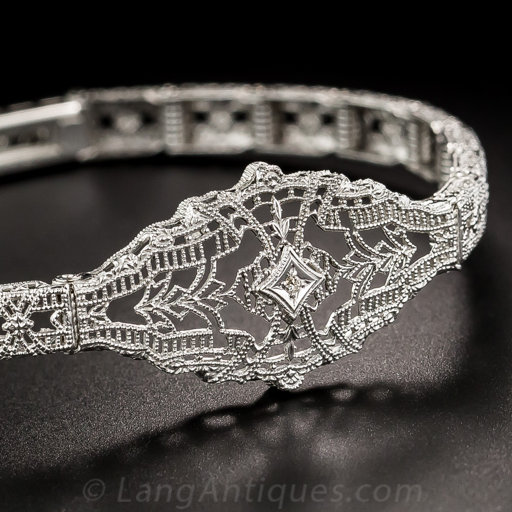 Art Deco Diamond Filigree Bracelet by Shiman