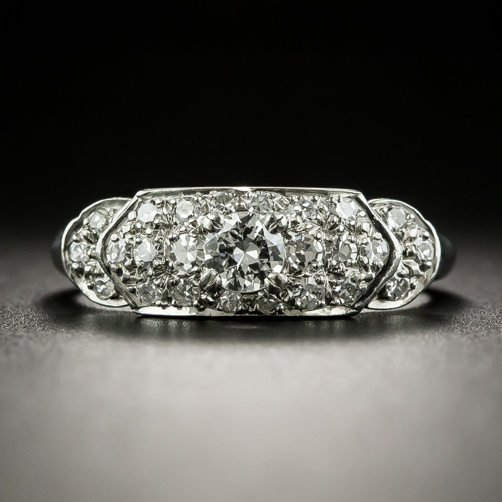 Art Deco Diamond Platinum Band Ring