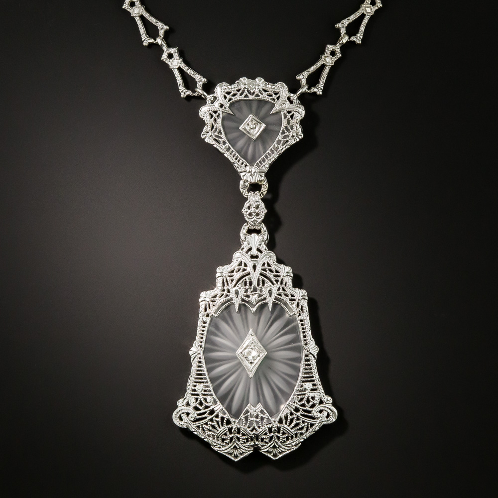 Art Deco Double Crystal Diamond Necklace