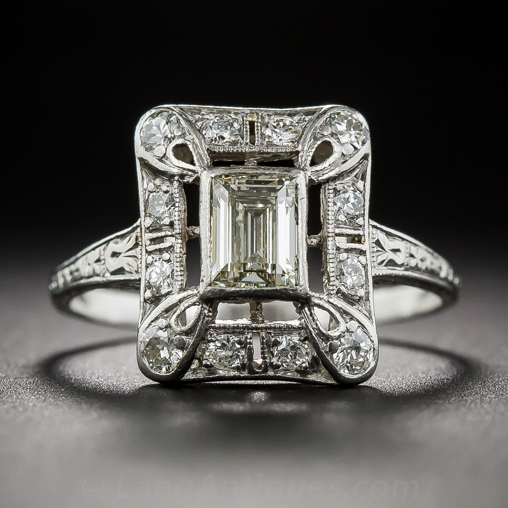 Art Deco Emerald-Cut Diamond Ring