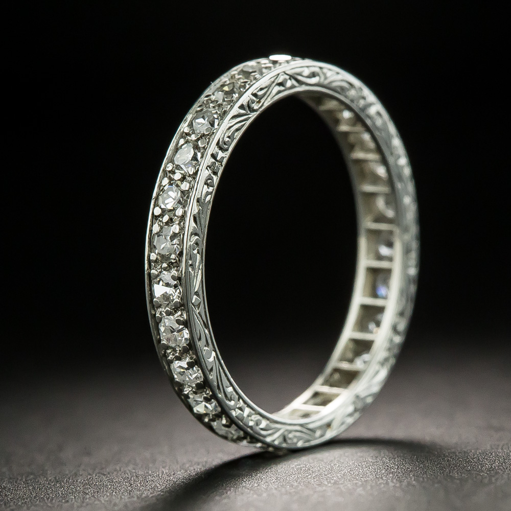 Art Deco Engraved Diamond Eternity Band