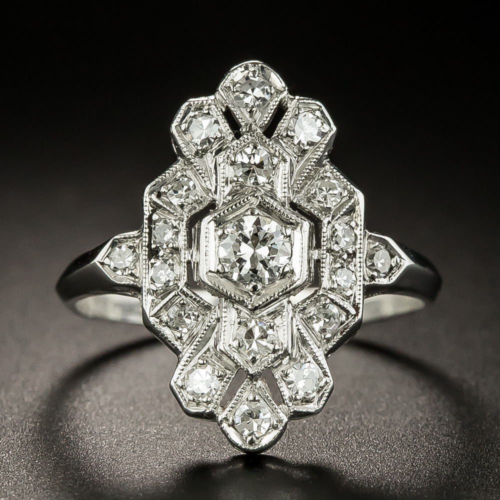 Art Deco Geometric Diamond Dinner Ring