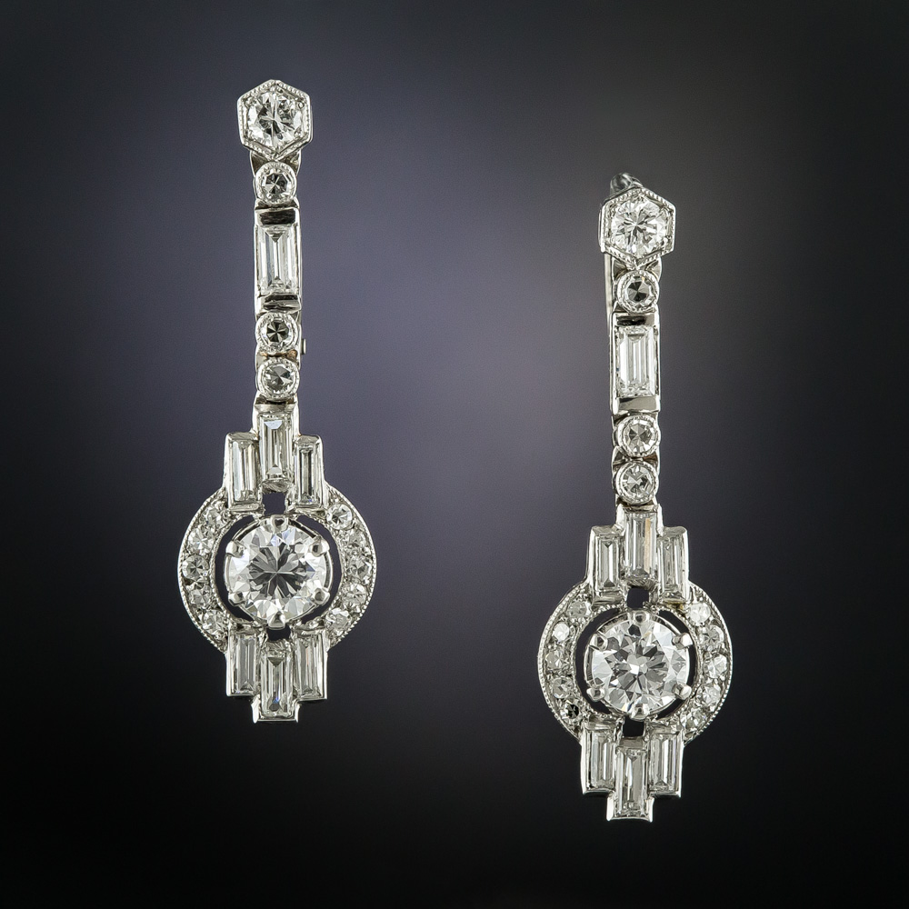 Art Deco Geometric Diamond Drop Earrings