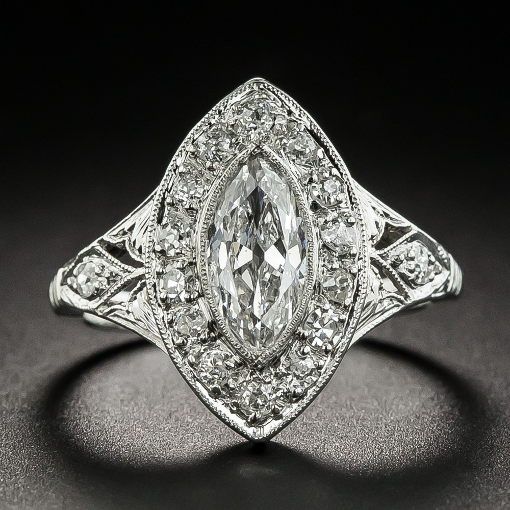 Art Deco Marquise Diamond Platinum Ring