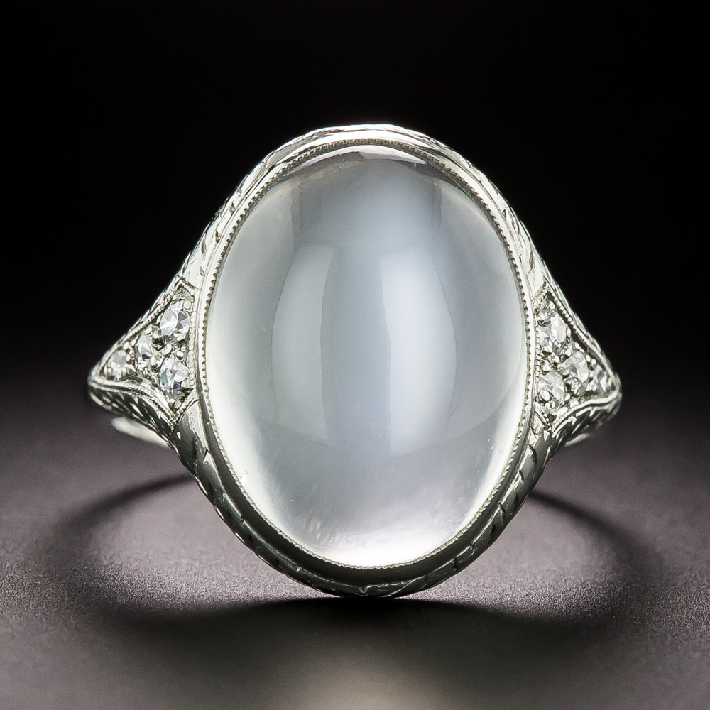 Art Deco Moonstone and Diamond Ring