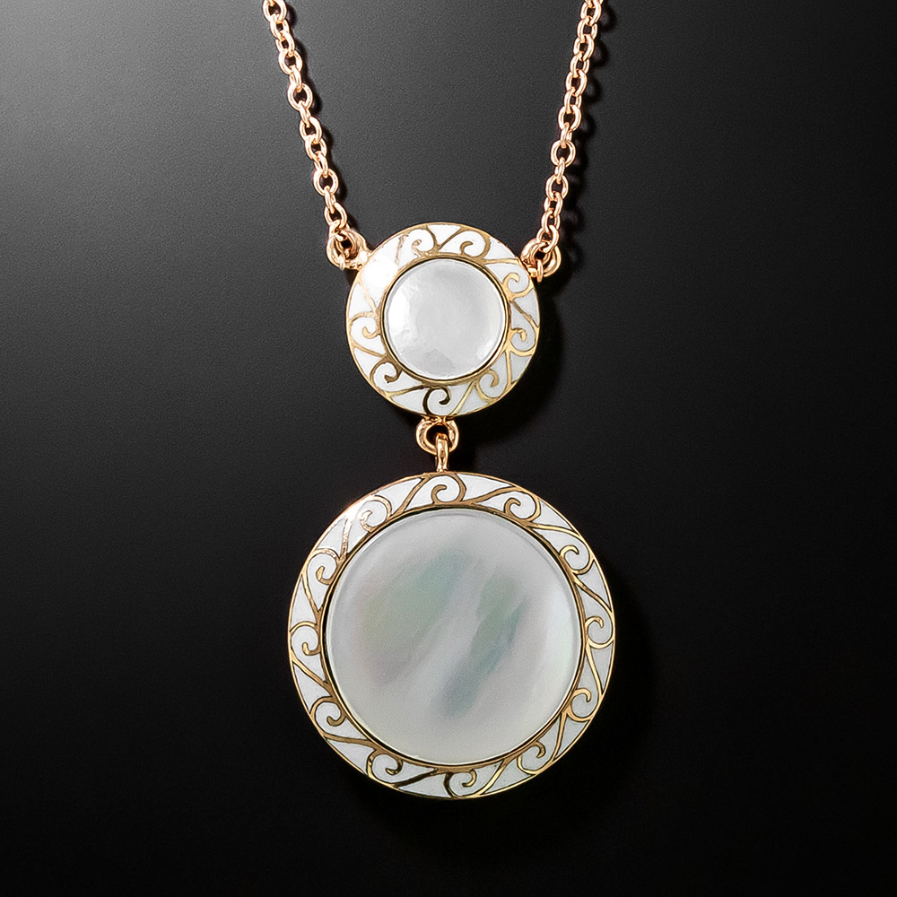 Art Deco Mother-of-Pearl and Enamel Pendant