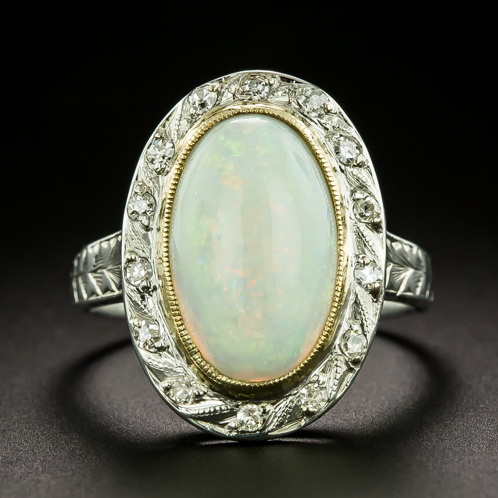 Art Deco Opal and Diamond Ring