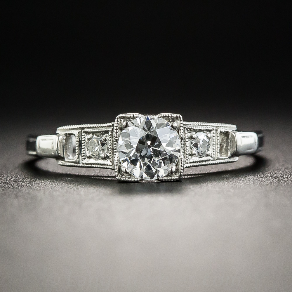 Art Deco Platinum .35 Carat Diamond Engagement Ring by Traube-Orange ...