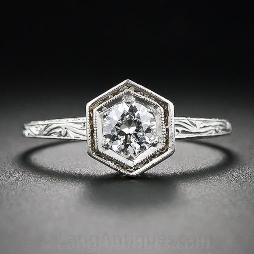 Art Deco Platinum .35 Carat Engagement Ring