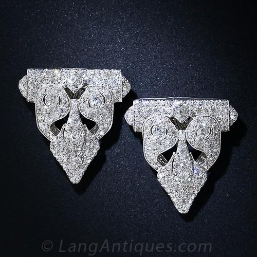 Art Deco Platinum and Diamond Clips