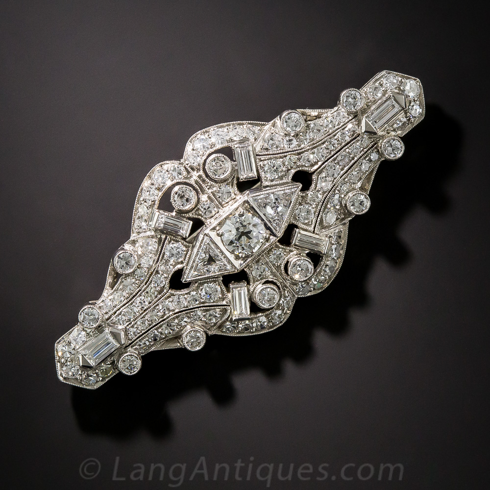 Art Deco Platinum Diamond Brooch Antique And Vintage Pins And Brooches Vintage Jewelry 5100