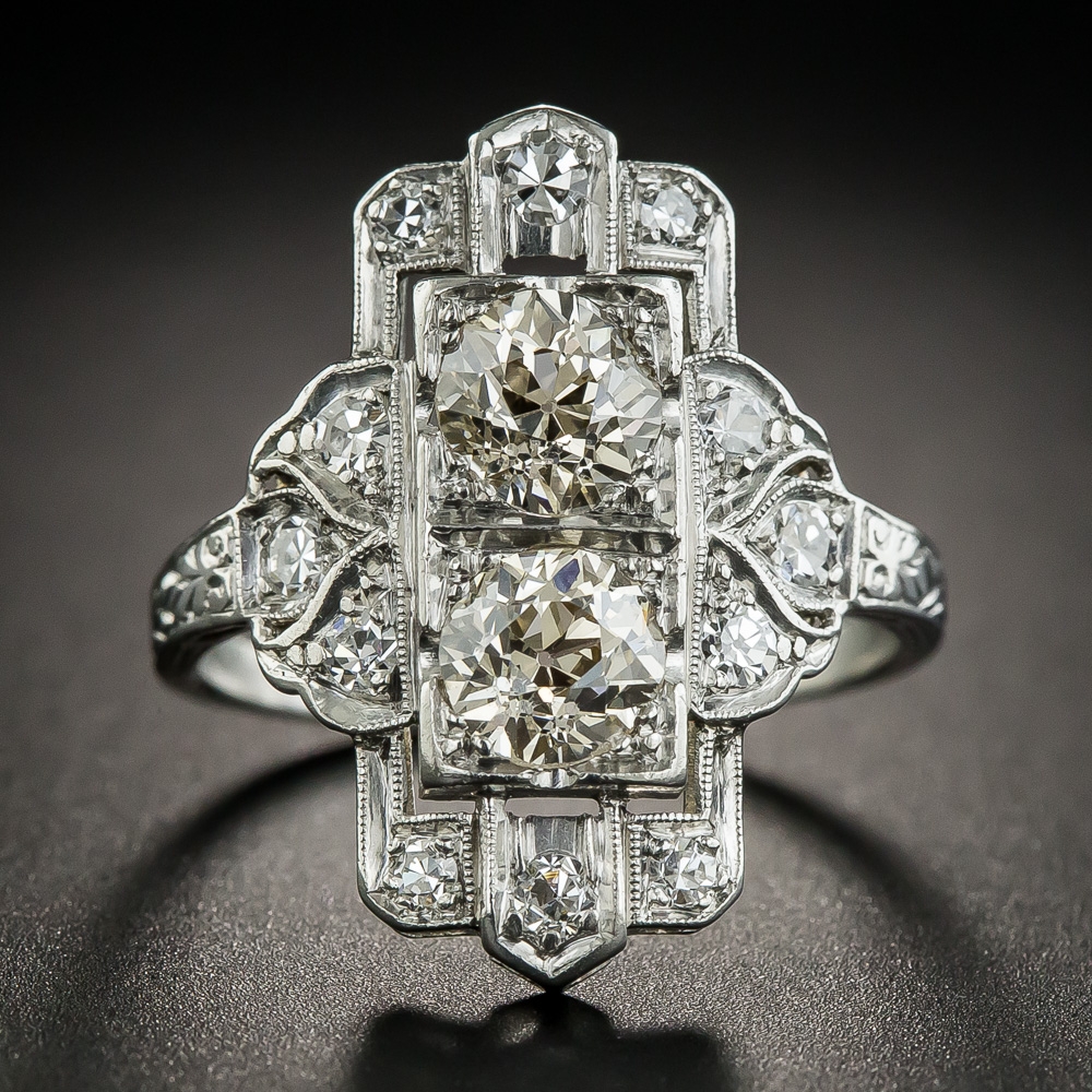 Art Deco Platinum Diamond Dinner Ring