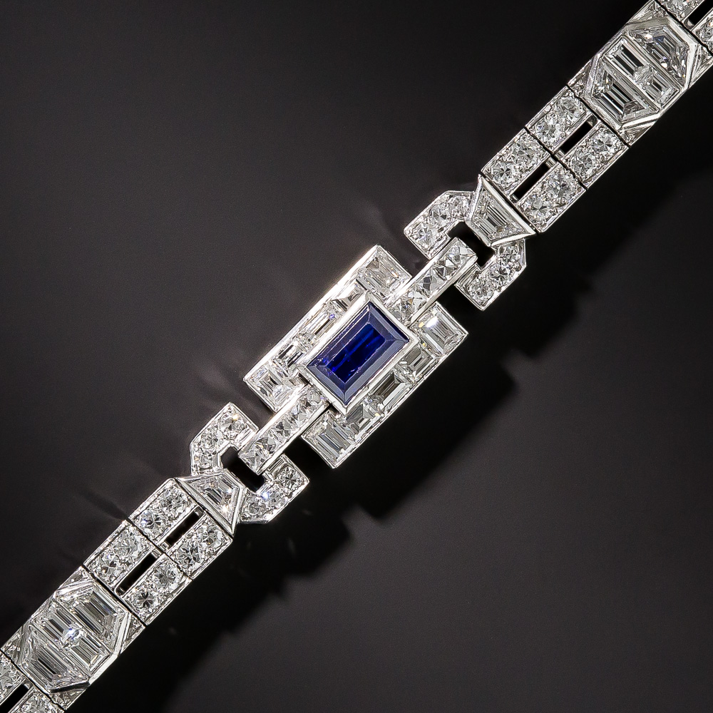 Art Deco Platinum, Sapphire and Diamond Bracelet