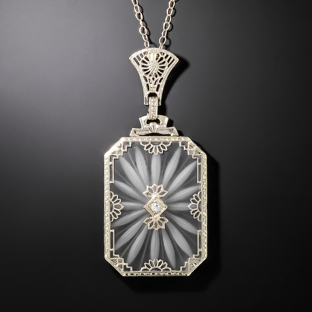 Art Deco Rock Crystal and Diamond Necklace