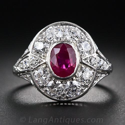 Art Deco Ruby and Diamond Ring