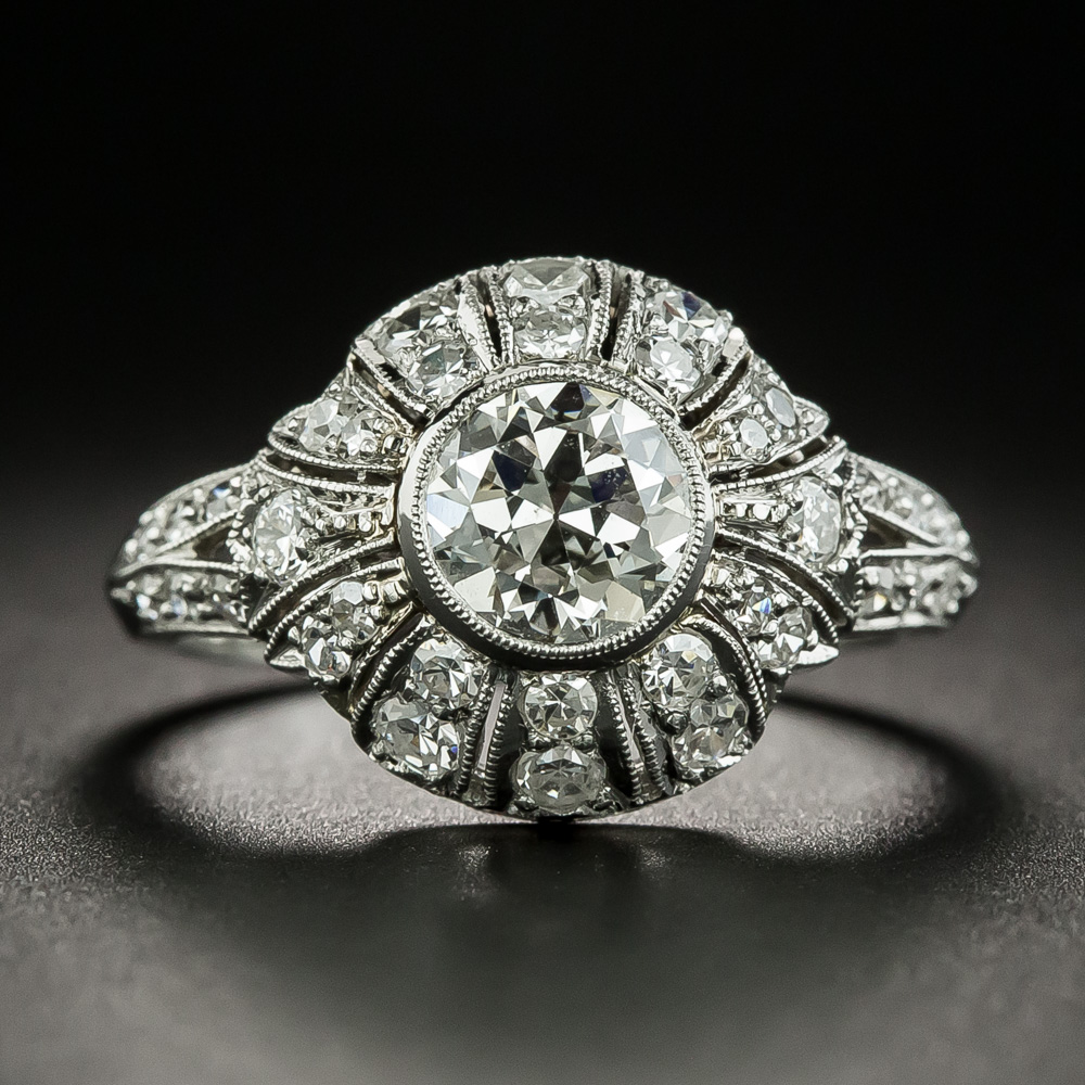 Art Deco Style 1.00 Carat Diamond Engagement Ring - GIA J SI1
