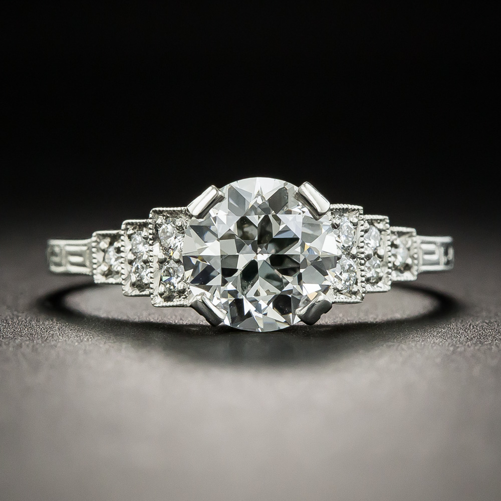 Art Deco Style 1.18 Carat European-Cut Diamond Engagement Ring - GIA G VS2