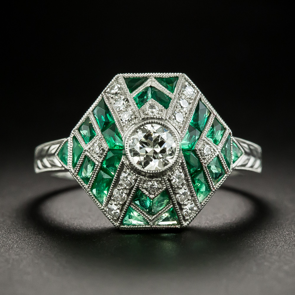 Art deco store style emerald ring