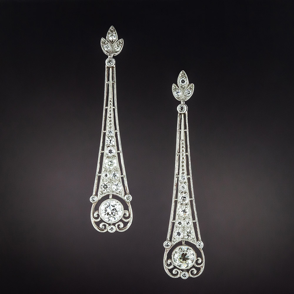 Art Deco-Style Diamond Dangle Earrings
