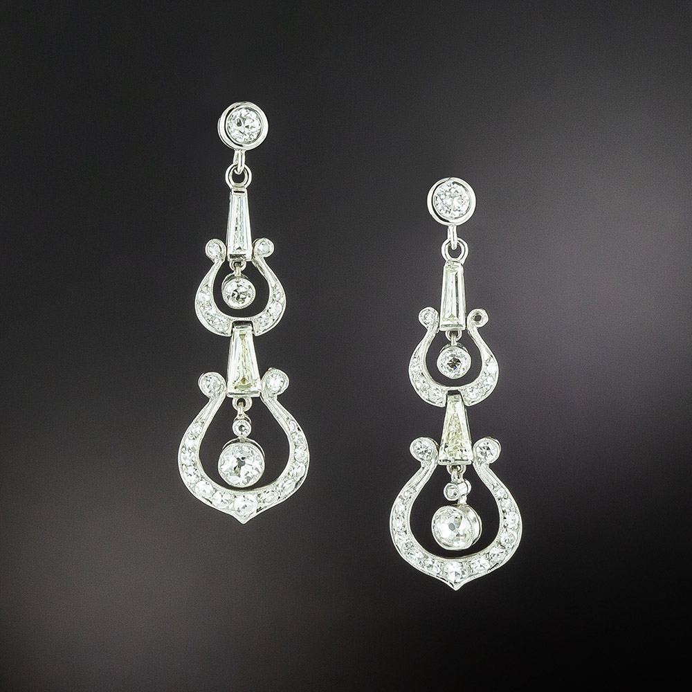 Art Deco Style Diamond Dangle Earrings