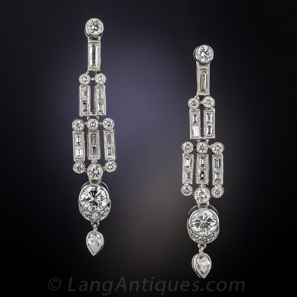 Art Deco Style Diamond Drop Earrings