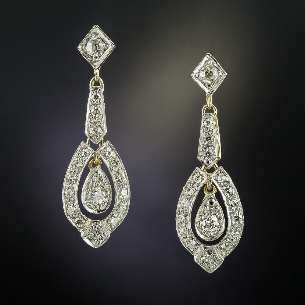 Art Deco Style Diamond Drop Earrings