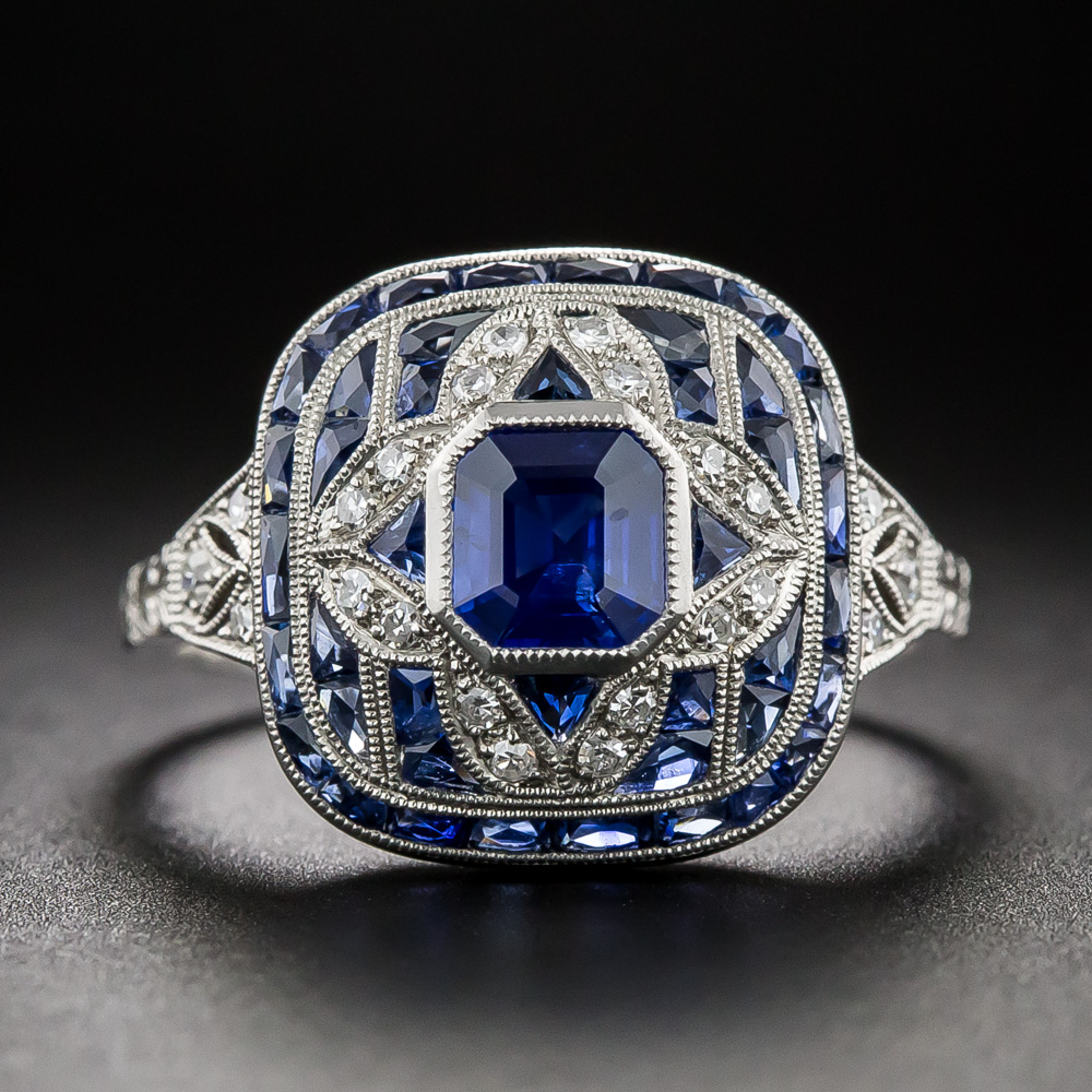 ❤️ Magnificent ⭐️Art outlet Deco ⭐️ Sapphire ring