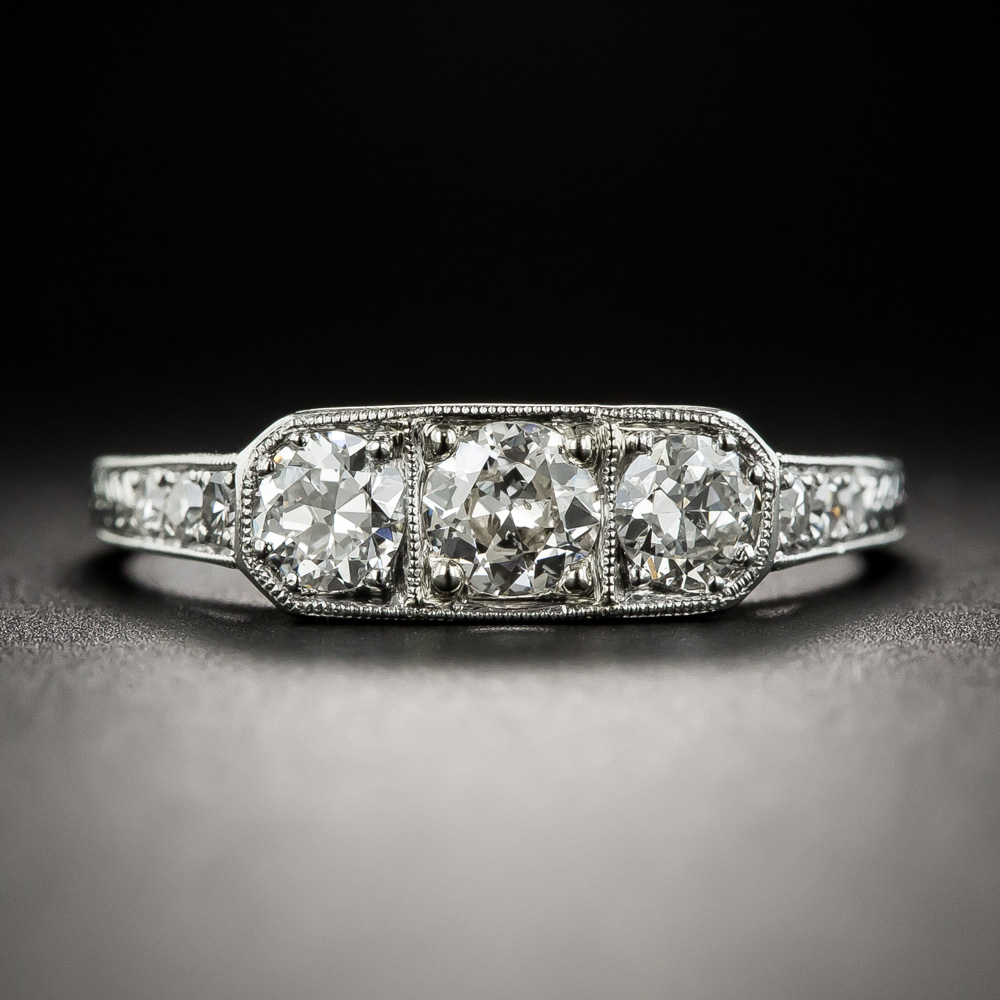 Art Deco Three-Stone Diamond Platinum Ring