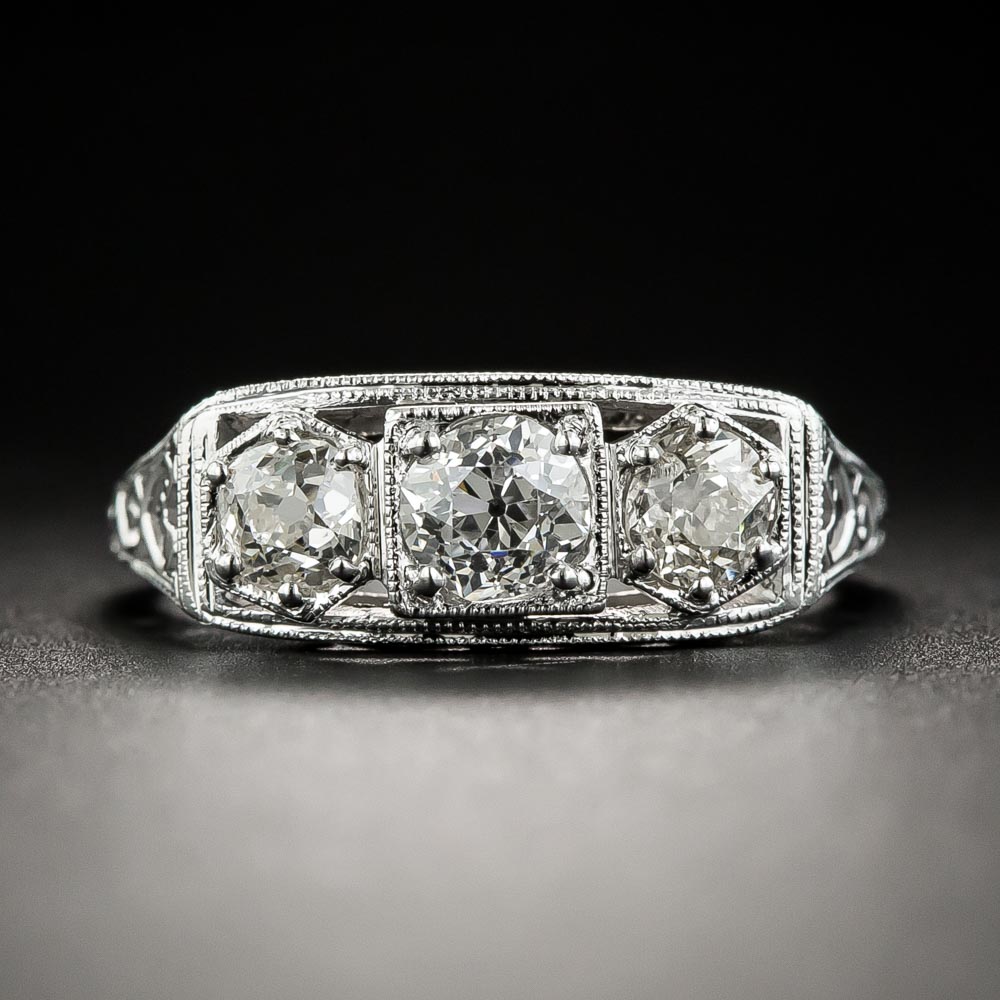 3 stone online art deco ring