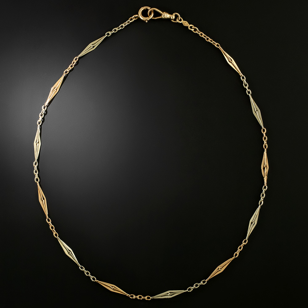 Art Deco Two-Tone 14K Gold Link Chain by Perelman & Son