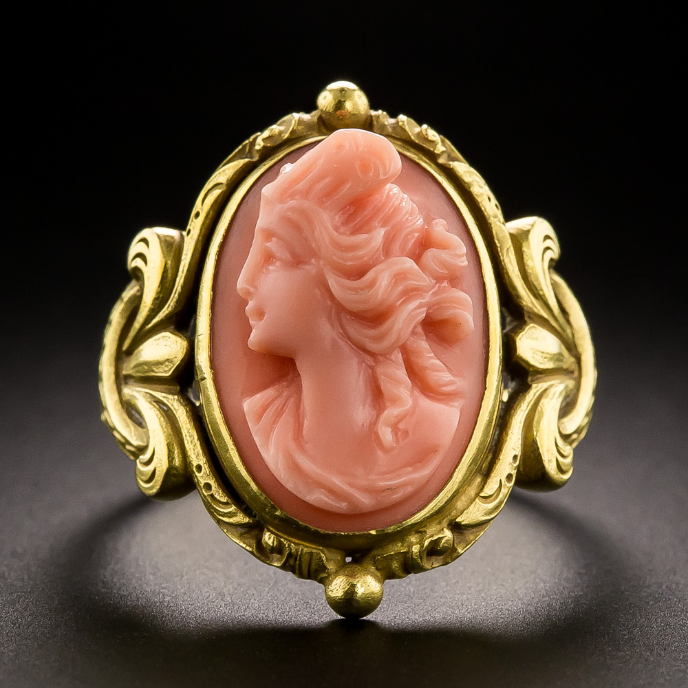 Coral cameo clearance rings