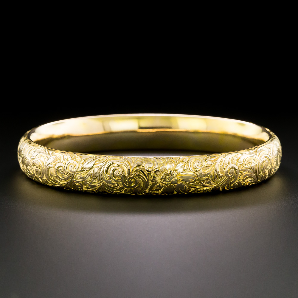 モリッシーさん　crunkdevil　swastika bangle Art Nouveau Engraved Floral Bangle by Riker Bros.