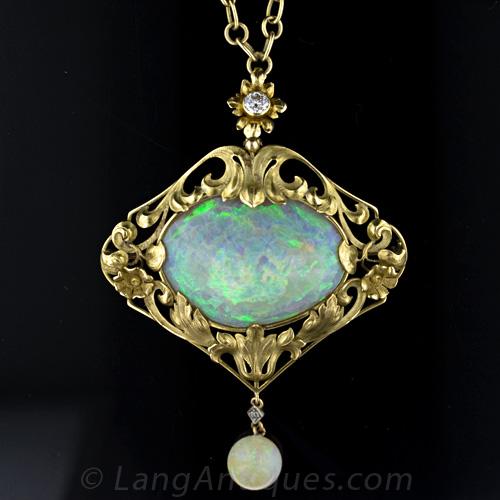 30 cts Australian Opal Boulder Drilled Greek Leather Mounted Pendant N -  Absolute Opals & Gems