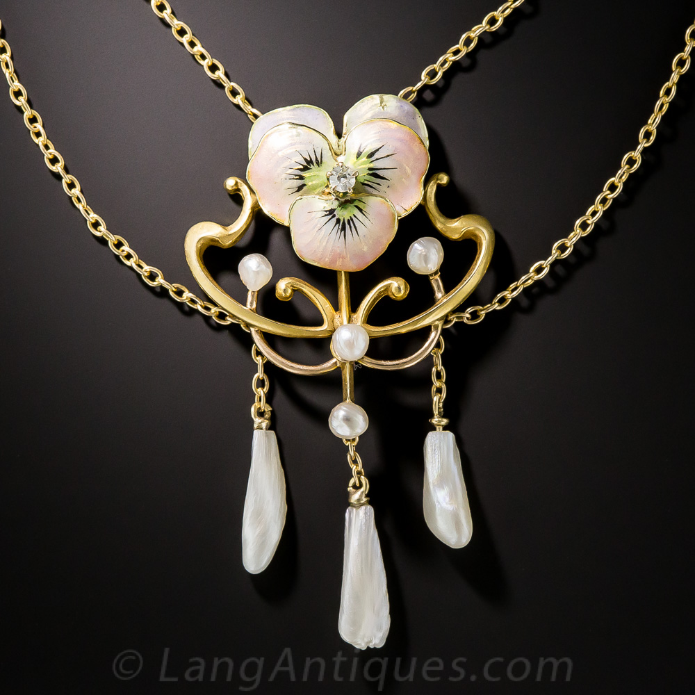 Art Nouveau Pansy Necklace