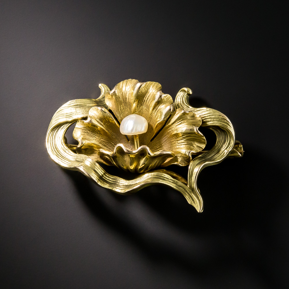 Art Nouveau outlet Peking Glass Poppies Brooch