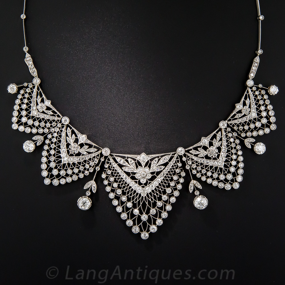 Belle Èpoque Platinum and Diamond Necklace