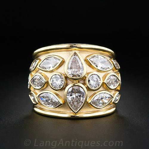 Bold Gold 'Bulgari-esque' Diamond Ring