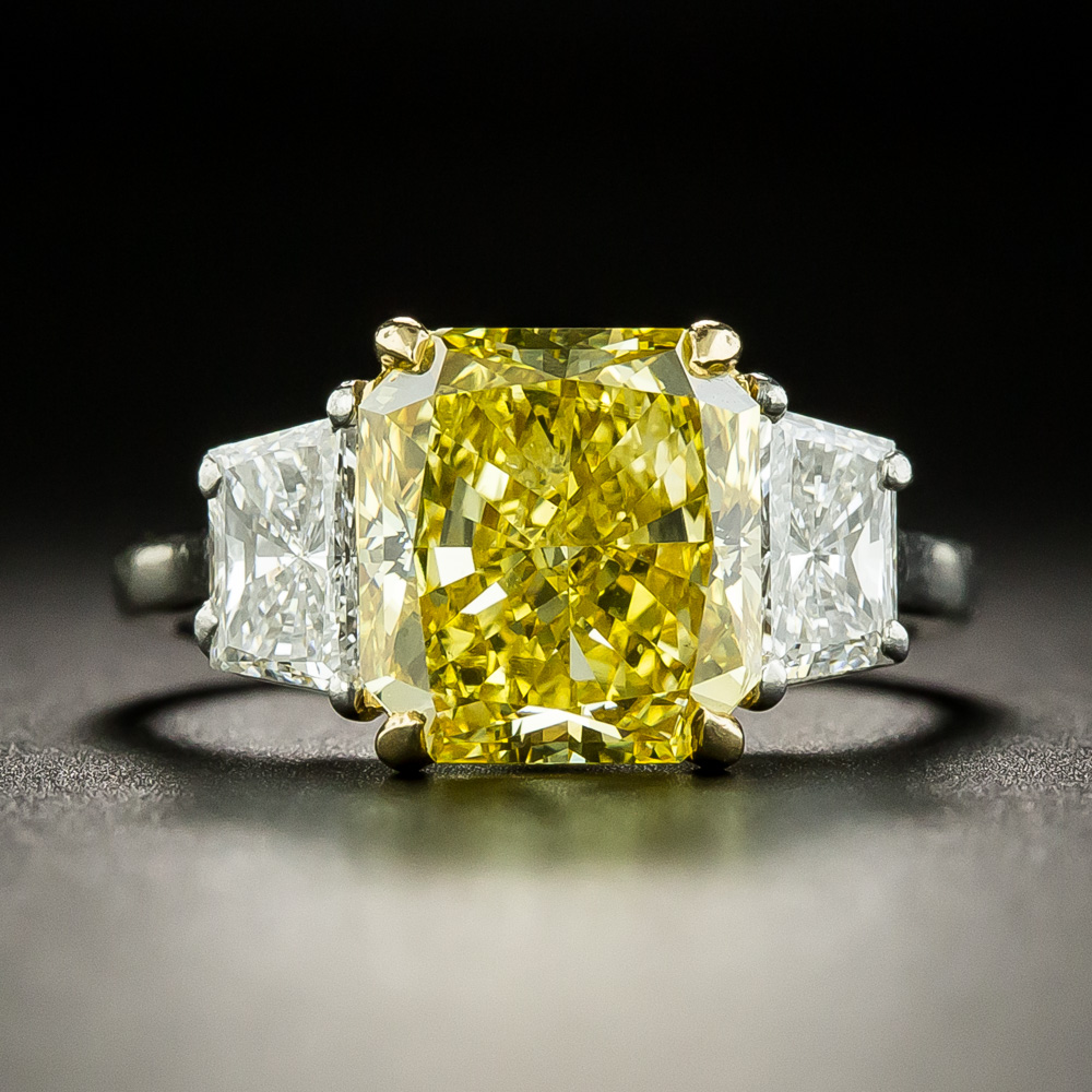 Bulgari 3.78 Carat Fancy Vivid Yellow Radiant-Cut Diamond Ring